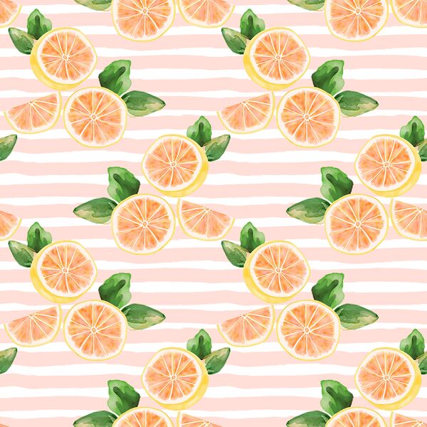 Citrus Slices in Pink Lemonade Stripe