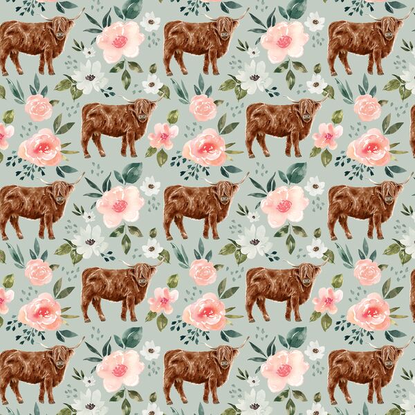 Little Highland Cow in Mint