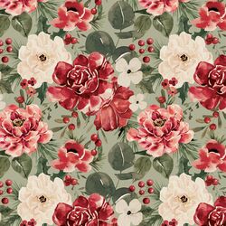 Christmas Floral in Sage