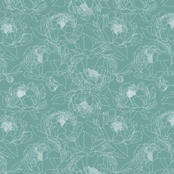 Sketched Garden in Pond Blue