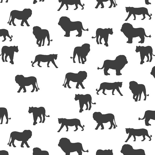 Lion Silhouette in Onyx on White