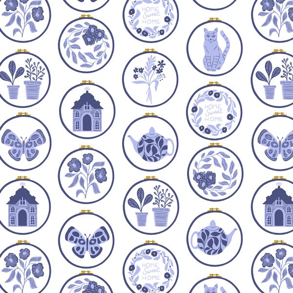 Embroidery in Navy Blue
