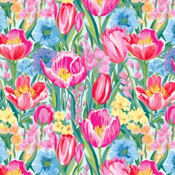 Blooming Tulips in Spring