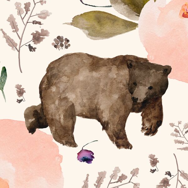 Large Floral Bear in Soft Ivory