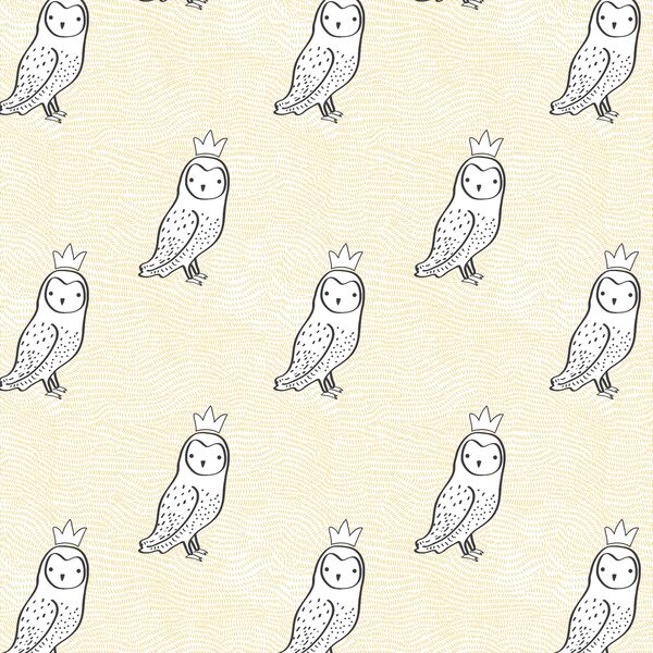 Small Crowned Owl in Sunny Yellow and Onyx