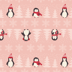 Winter Penguins in Sweet Pink