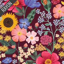 Blossom Rayon in Burgundy