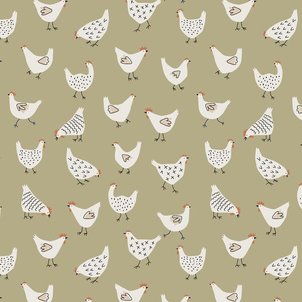 Farm Chickens in Green