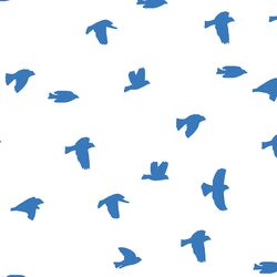 Flock Silhouette in Cerulean on White