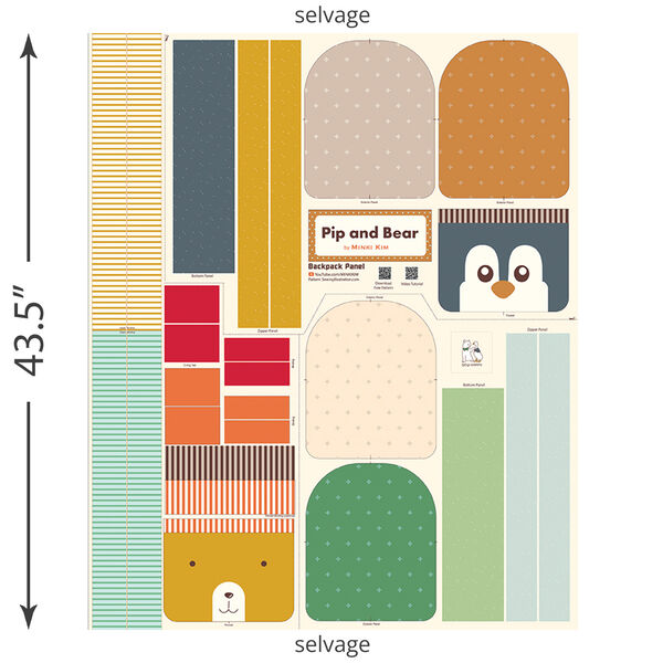 Pip and Bear Backpack Panel in Multi