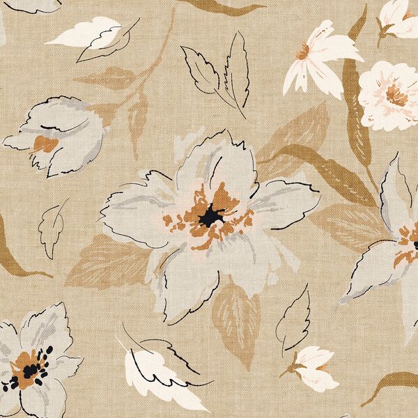 Large Freehand Floral in Tan
