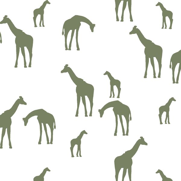 Giraffe Silhouette in Olive on White