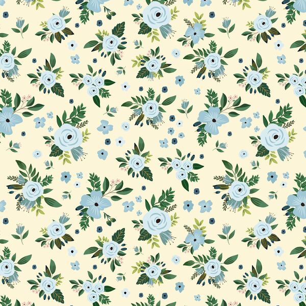 Large Blue Harbour Florals in Yellow