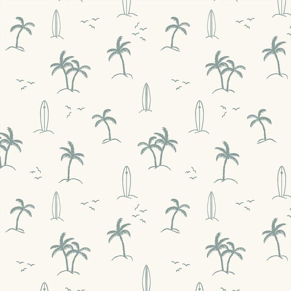 Palm Beach in Pewter Blue on Cream