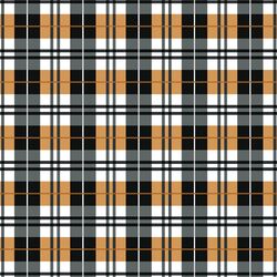 Plaid in Raven and Orange on White