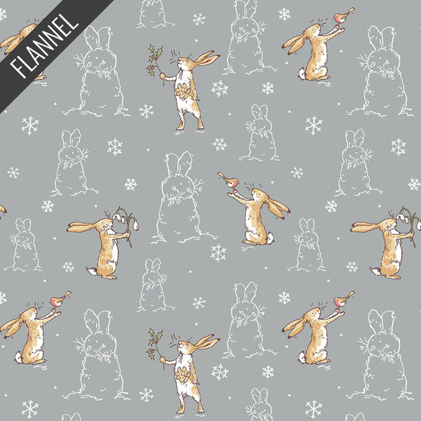 Bunnies Flannel in Light Gray