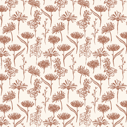 Fall Blooms in Russet on Cream
