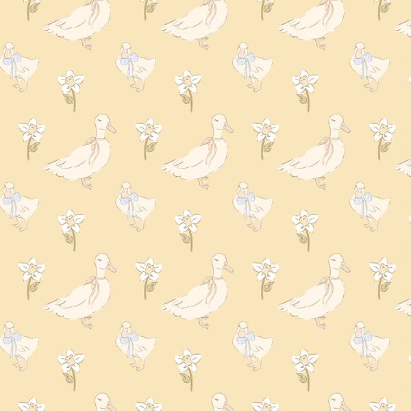 Wandering Duckies in Butter Yellow