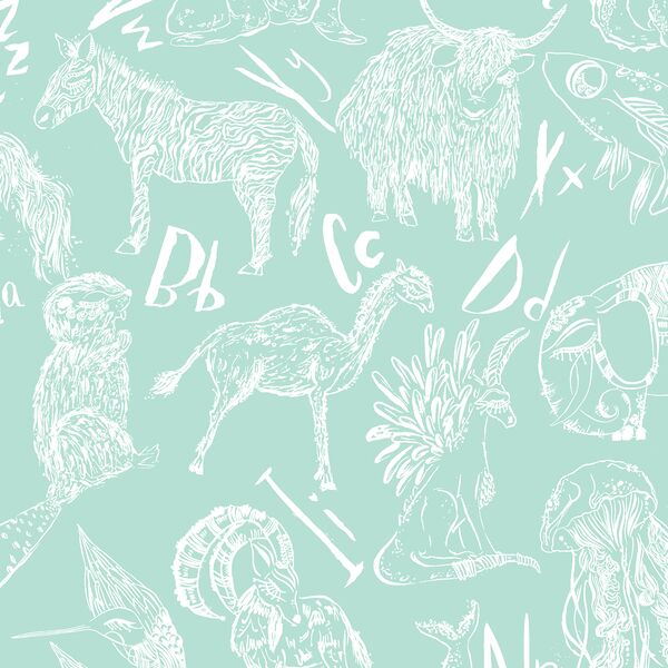 Big Animals in Light Aqua