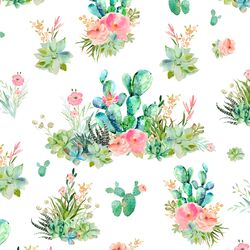 Cactus Floral in White