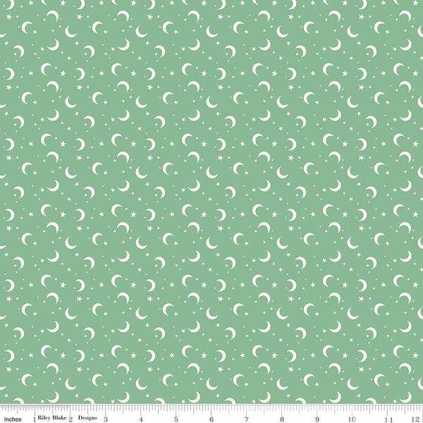 Moon and Stars in Green