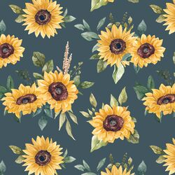 Fall Sunflowers in Night Blue