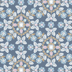 Jeweled Snowflakes in Evening Blue