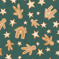 Gingerbread Christmas Cookies in Brushed Pine Green