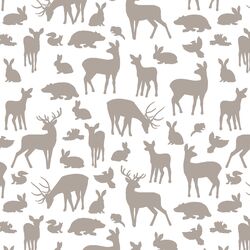 Forest Friends in Taupe on White