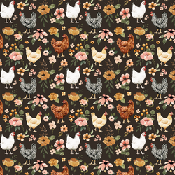 Little Floral Chickens in Umber