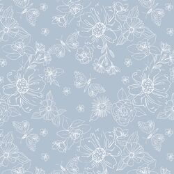 Sketched Florals in Clear Blue