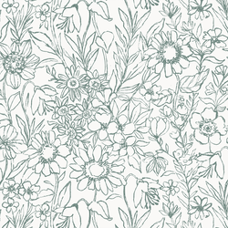 Sketched Garden in Aspen Green
