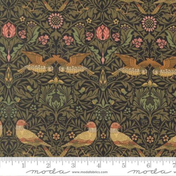 Birds Damask in Ebony