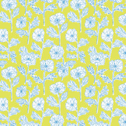 Painted Poppies in Lime Blue