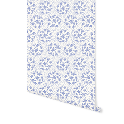 Floral Dot Silhouette in Light Periwinkle on Ivory