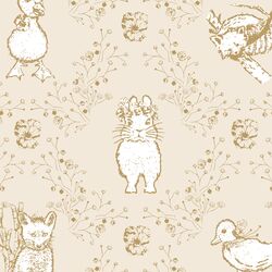 Large Bunny and Friends in Golden on Bisque