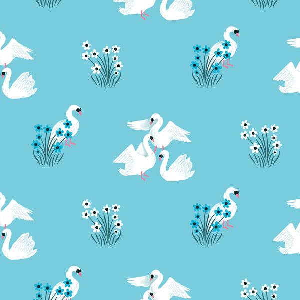 Swans in Spring Rain