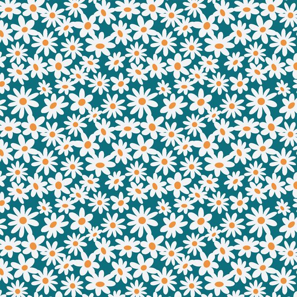 Groovy Daisies in Totally Teal