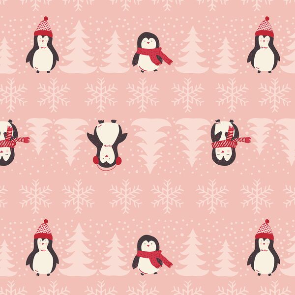 Winter Penguins in Sweet Pink