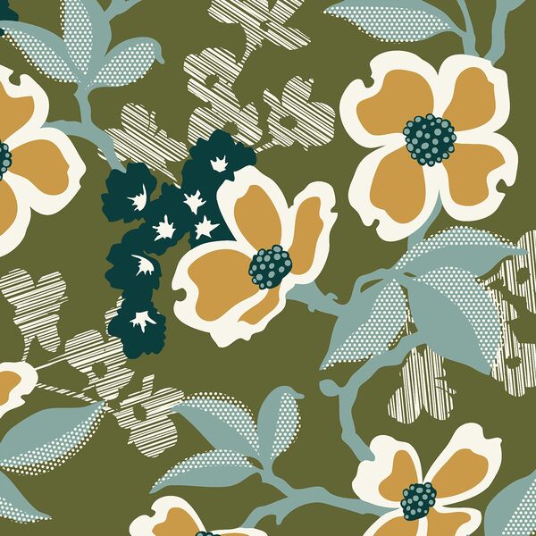 Dogwood Bloom in Forest Green