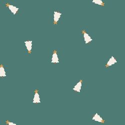 Tiny Tossed Christmas Trees in Pine Green