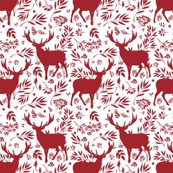 Small Forest Winter Scene in Berry Red on White