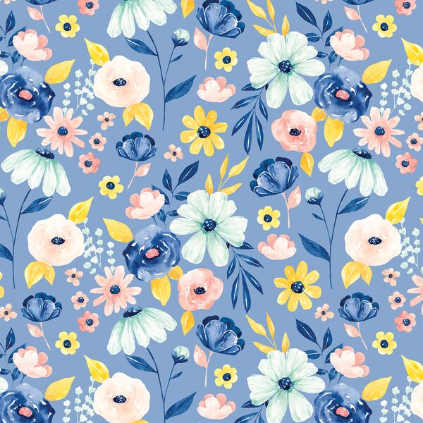 Blithe Floral in Blue Jay