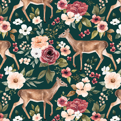 Deer Floral in Emerald