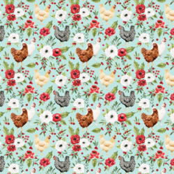 Little Festive Chickens in Aqua