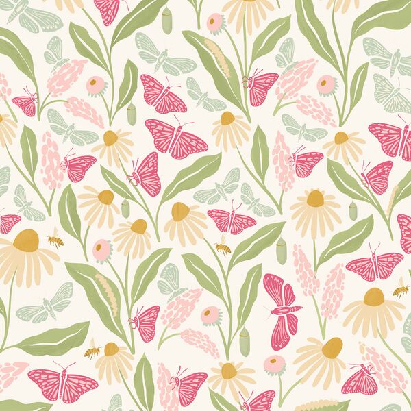 Butterfly Garden in Cream