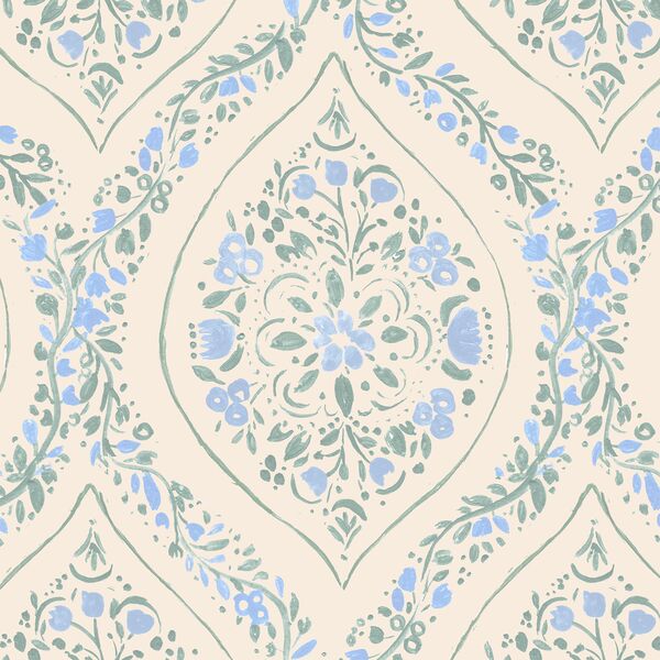 Large Fleurette Trellis in French Blue
