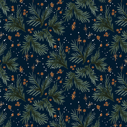 Pine Sprigs in Twilight Blue