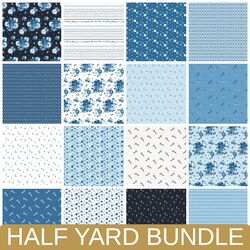 Blue Blooms and Threads Half Yard Bundle