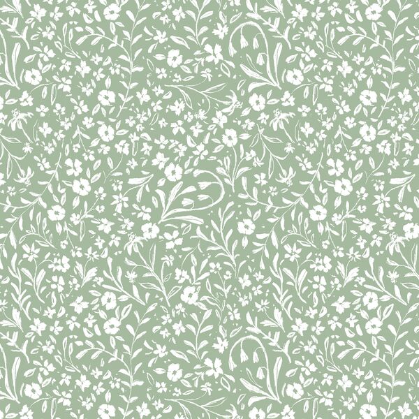 Tea Party Calico in Sage Green